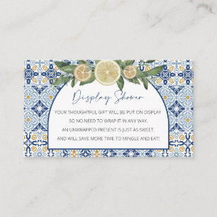 Carte D'accompagnement Baby shower d'affichage, thème italien non emballé