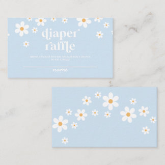 Carte D'accompagnement Baby Shower Daisies Bleu Clair Diaper Raffle Rétro