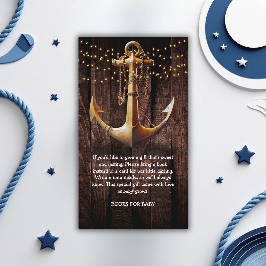 Carte D'accompagnement Baby shower d'Ancre en or rustique