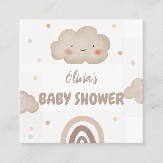 Carte D'accompagnement Baby shower d'aquarelle beige (Devant)