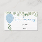Carte D'accompagnement Baby shower de ballon bleu Eucalyptus devinez comb (Devant)