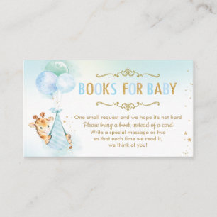 Carte D'accompagnement Baby shower de ballons de girafe Apportez un livre