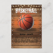 Carte D'accompagnement Baby shower de basket-ball orange rustique (Devant)