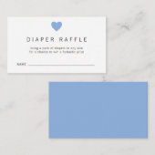 Carte D'accompagnement Baby shower de billet Blue Heart Boy Diaper Raffle (Devant / Derrière)