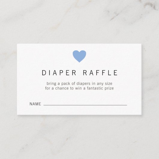 Carte D'accompagnement Baby shower de billet Blue Heart Boy Diaper Raffle (Devant)