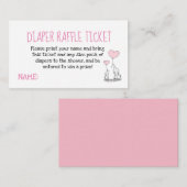 Carte D'accompagnement Baby shower de billet Elephant Pink Diaper (Devant / Derrière)