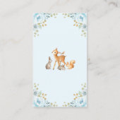 Carte D'accompagnement Baby shower de bois Bleu Flore Feuillards Raffin (Dos)