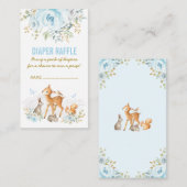 Carte D'accompagnement Baby shower de bois Bleu Flore Feuillards Raffin (Devant / Derrière)