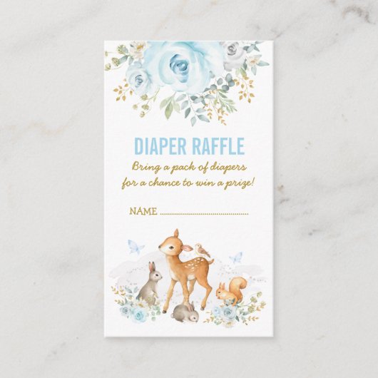 Carte D'accompagnement Baby shower de bois Bleu Flore Feuillards Raffin (Devant)