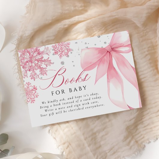 Carte D'accompagnement Baby shower de boue d'hiver rose Livres pour bébé