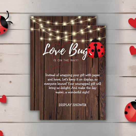 Carte D'accompagnement Baby shower de bug d'amour rustique