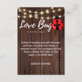 Carte D'accompagnement Baby shower de bug d'amour rustique (Devant)