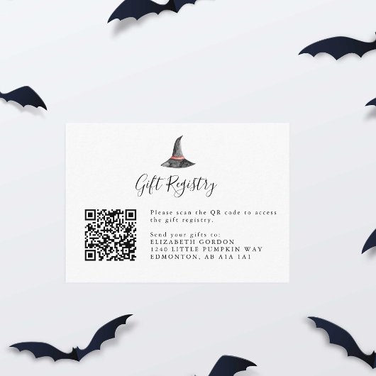 Carte D'accompagnement Baby shower de cadeau de sorcière Halloween Code Q