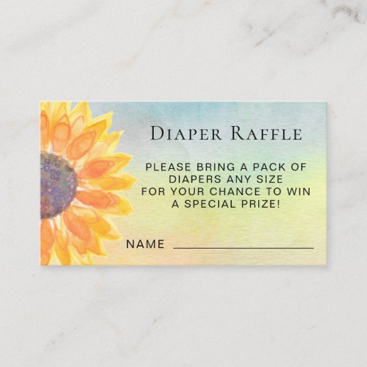 Carte D'accompagnement Baby shower de carafe de tournesol d'aquarelle (Devant)