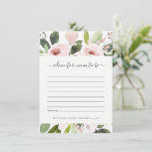 CARTE D'ACCOMPAGNEMENT BABY SHOWER DE CONSEILS FLORAUX EN ROSE BLANC LAVE (Debout devant)