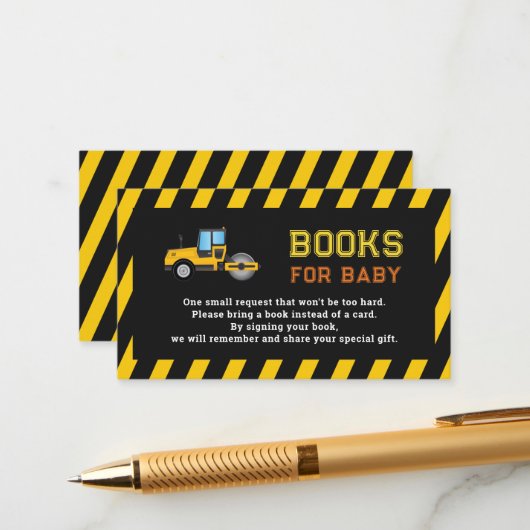 Carte D'accompagnement Baby shower de construction de camions de pompage (Devant/Arrière en situation)