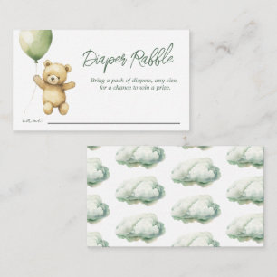 Carte D'accompagnement Baby shower de couche de  vert ours en peluche Raf