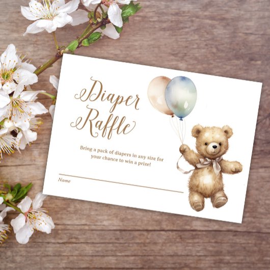 Carte D'accompagnement Baby shower de couches Neutral Teddy