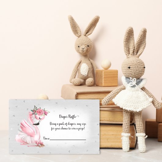 Carte D'accompagnement Baby shower de  de couche de Flamant rose en argen