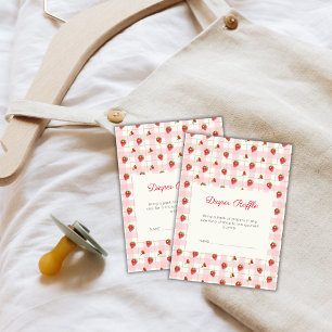 Carte D'accompagnement Baby shower de  de fraise rose En vichy fraise
