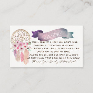 Carte D'accompagnement Baby shower de demande de livre - Boho Poem Invita