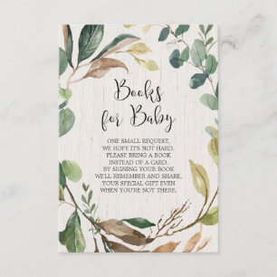 Carte D'accompagnement Baby shower de demande de livre rustique, réserver