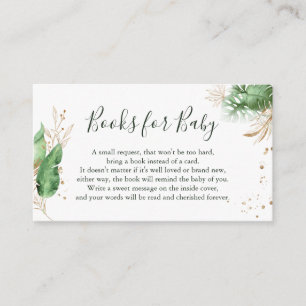 Carte D'accompagnement Baby shower de demande de livre vert tropicale bot