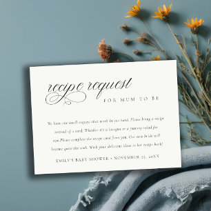 Carte D'accompagnement Baby shower de demande de recette noir blanc Scrip