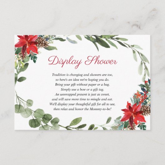 Carte D'accompagnement Baby shower de douche à fleurs de Noël (Devant)