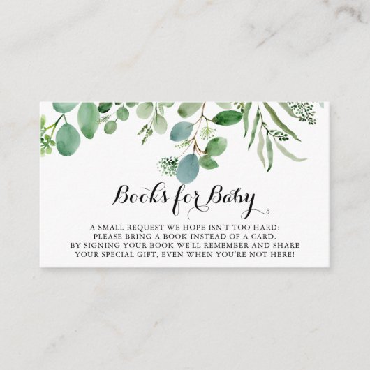 Carte D'accompagnement Baby shower de feuillage Eucalyptus vert Demande d (Devant)