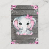 Carte D'accompagnement Baby shower de fille éléphante (Dos)