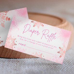 Carte D'accompagnement Baby shower de fille Raffle Pink Snowflakes