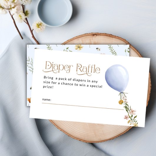 Carte D'accompagnement Baby shower de  Fleur sauvage de ballons bleu