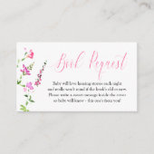 Carte D'accompagnement Baby shower de Fleur sauvage rose de demande de ré (Devant)