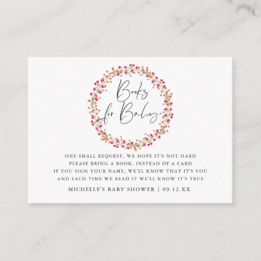 Carte D'accompagnement Baby shower de fleurs sauvages d'Aquarelle Demande (Devant)