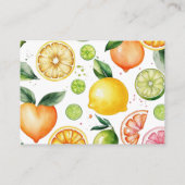 Carte D'accompagnement Baby shower de fruits d'agrumes Raffin de couche (Dos)