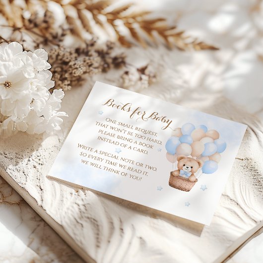Carte D'accompagnement Baby shower de garçon Bleu Ours Teddy