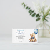 Carte D'accompagnement Baby shower de garçon Raffle Bear Balloon Bleu (Debout devant)