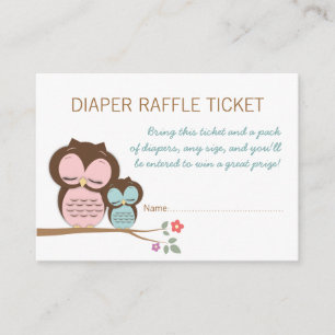 Carte D'accompagnement Baby shower de la Chouette Turquoise Raffle Insére