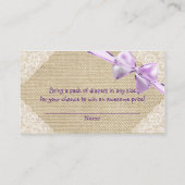 Carte D'accompagnement Baby shower de la couche de pourpre Burlap & dent (Dos)