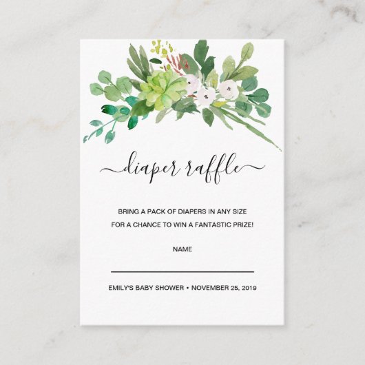 CARTE D'ACCOMPAGNEMENT BABY SHOWER DE LA FAUNE COULEUR D'EAU DIAPER (Devant)