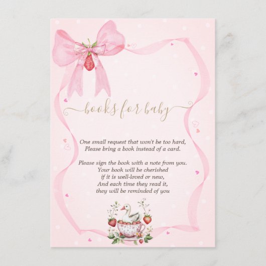 Carte D'accompagnement Baby shower de la fraise, de l'oie, des points du (Devant)