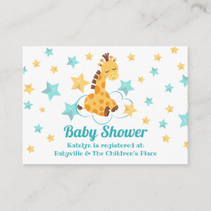Carte D'accompagnement Baby shower de la Giraffe et des Etoiles neutres