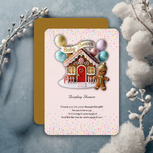 Carte D'accompagnement Baby shower de la maison en pain d'épice d'or
