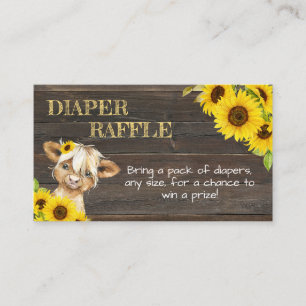 Carte D'accompagnement Baby shower de la vache Sunflower Highland Raffin
