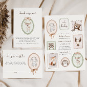 Carte D'accompagnement Baby shower de lapin de forêt de bois, chapeau