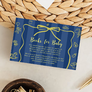 Carte D'accompagnement Baby shower de livres illustrés Blue Retro Cute