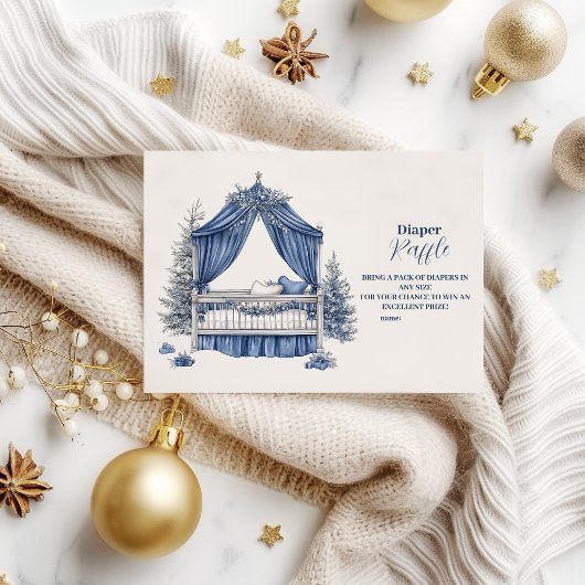 Carte D'accompagnement Baby shower de Noël bleu Diapper Raffer