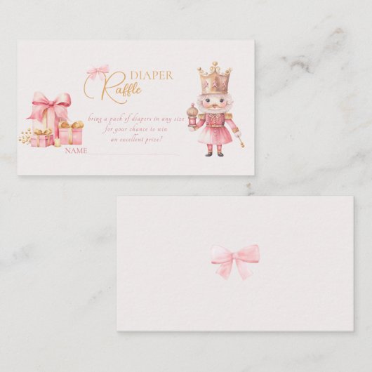 Carte D'accompagnement Baby shower de Noël Nutcracker Diaper Raffle (Devant / Derrière)
