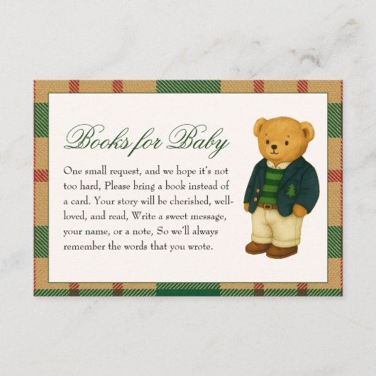 Carte D'accompagnement Baby shower de Noël Preppy Bear Livres pour bébé (Devant)